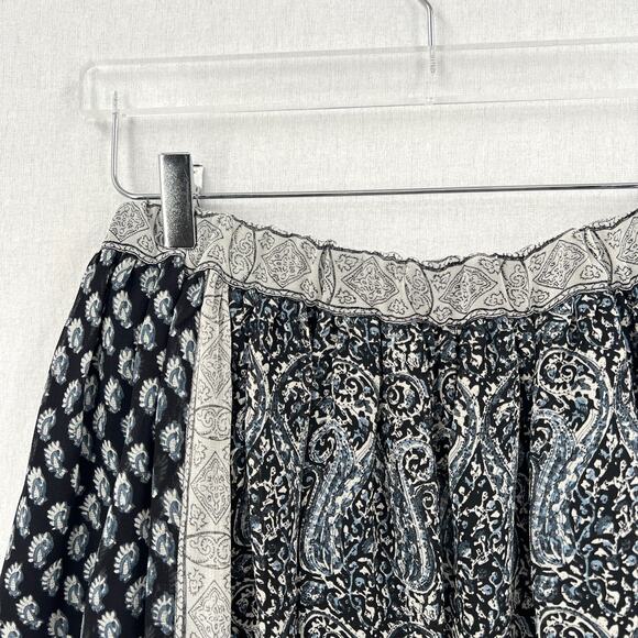 ULLA JOHNSON Remy Silk Print Mini Skirt Women 2 Navy Blue White Patchwork Flirty - Picture 7 of 16